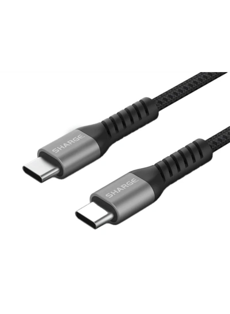 شارج كابل SHARGE SL105 المضفر من نوع USB-C إلى USB-C بقدرة 240 واط - شحن فائق السرعة بتقنية PD 3.1 ونقل بيانات بسرعة 480 ميجابت في الثانية، مصنوع من النايلون المتين، متوافق مع جميع منافذ USB-C - Image 2